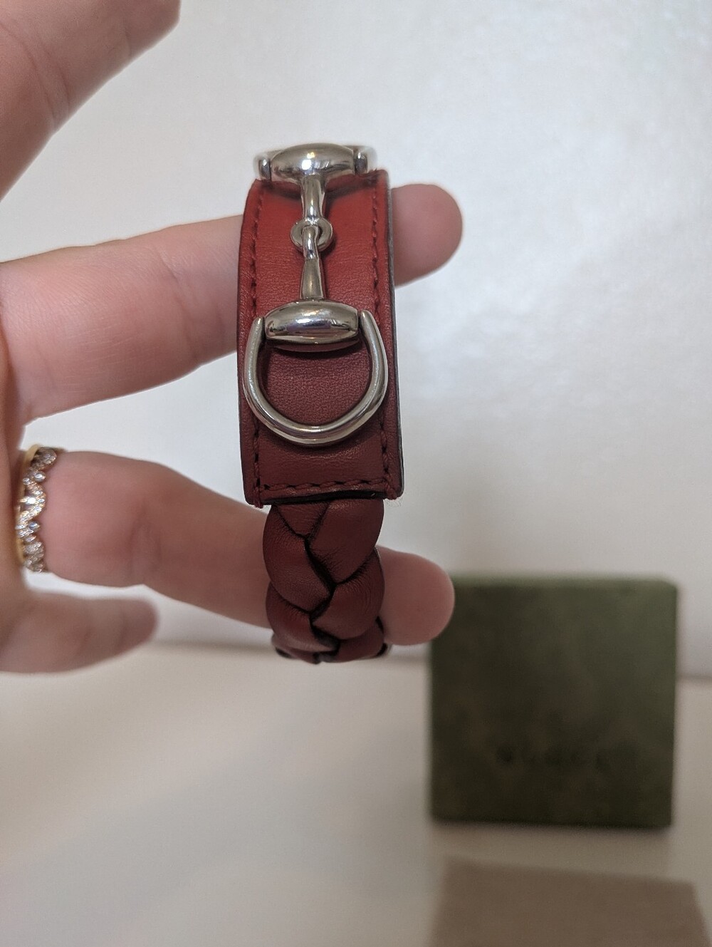Gucci Red Leather Braided Horsebut Bracelet Like New ๐ - Picture 2 of 11